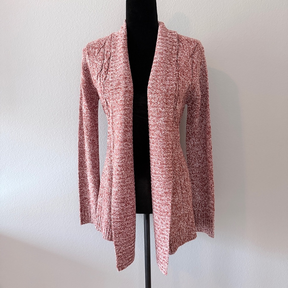 Madison Lilly Women's Orange and White Open-Front Sweater Cardigan